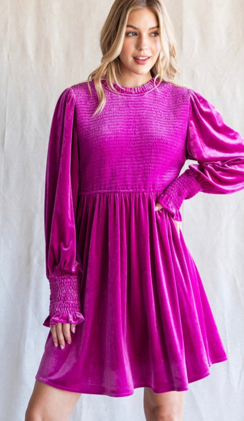 Velvet Smocked Dress