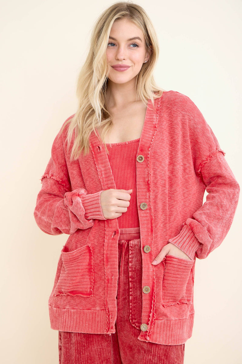 MineralWash Melangie sweater pocket cardigan HE6036T