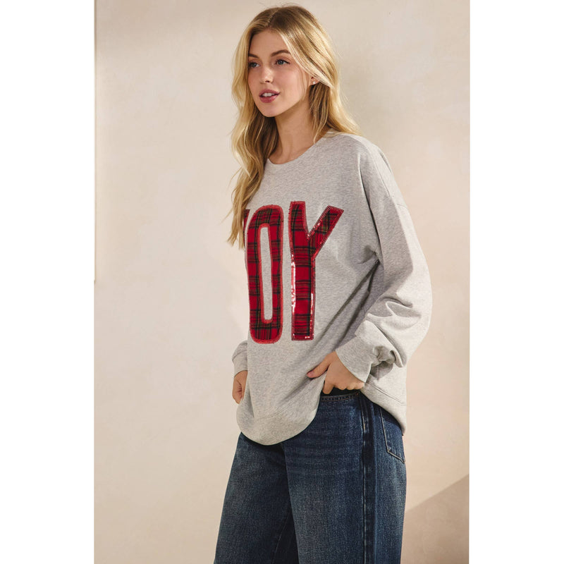 THE JOY SEQUIN PLAID PULLOVER (ST8225)