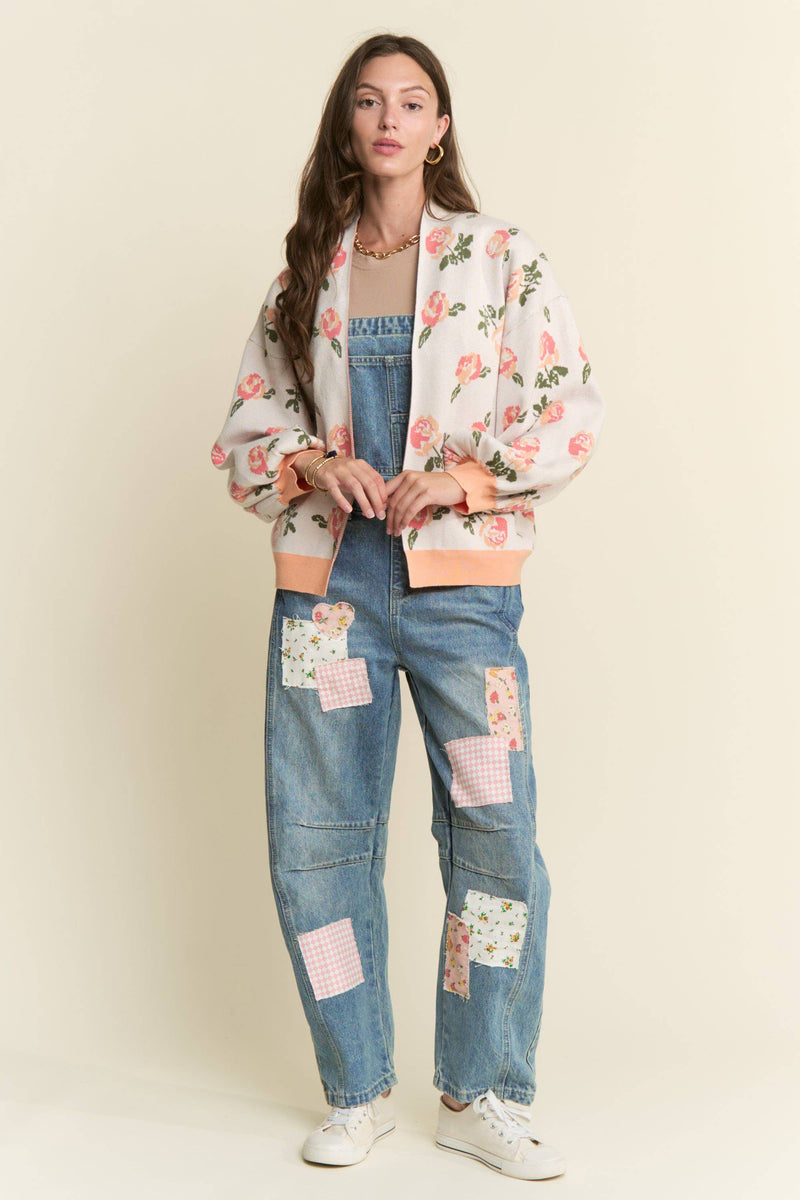 Rose Pattern Open Cardigan