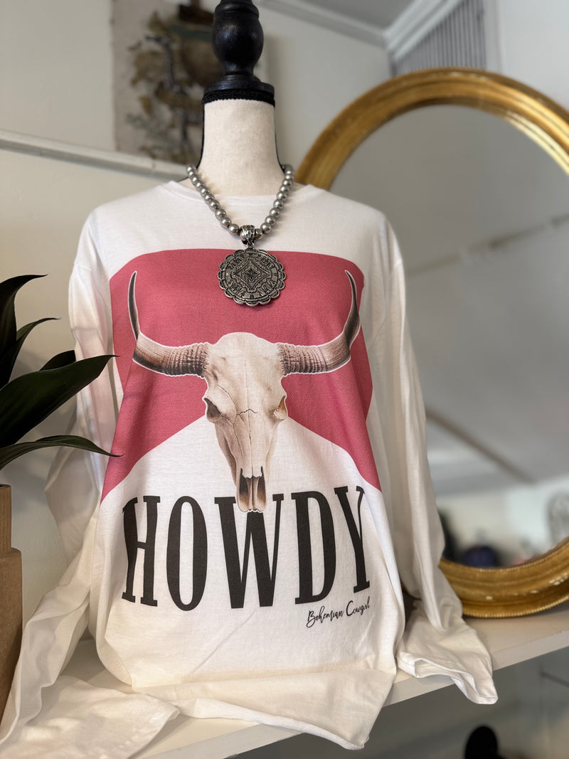 Howdy Longhorn Long Sleeve Tee