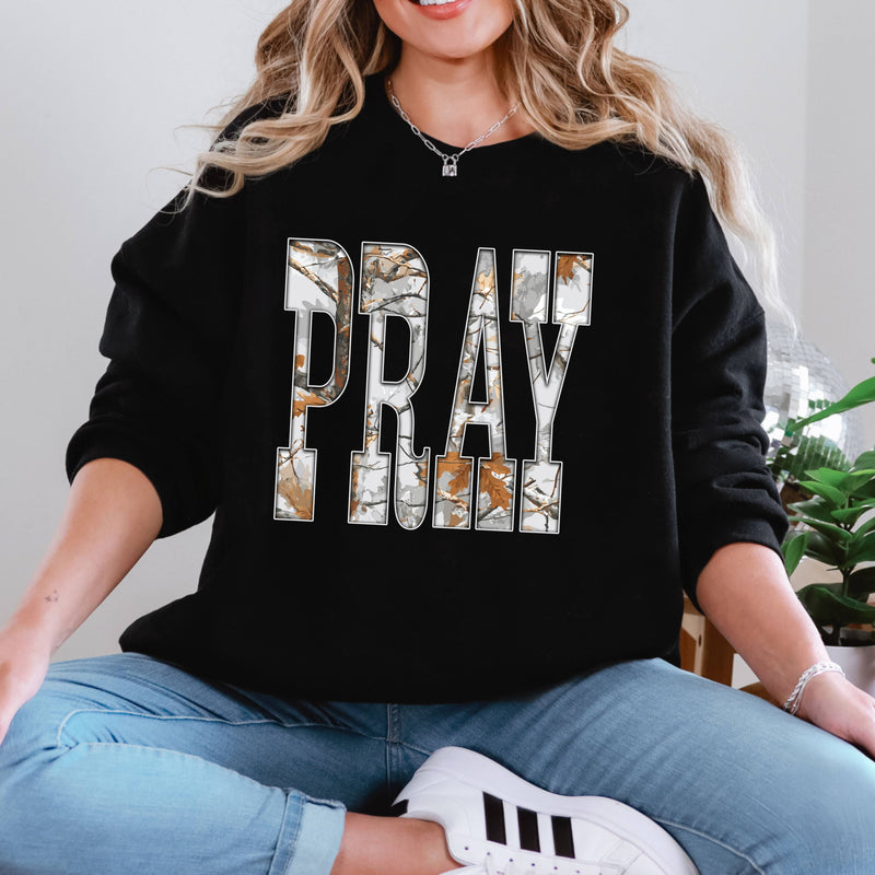 Camo Pray Faith Based Christian Sweatshirt