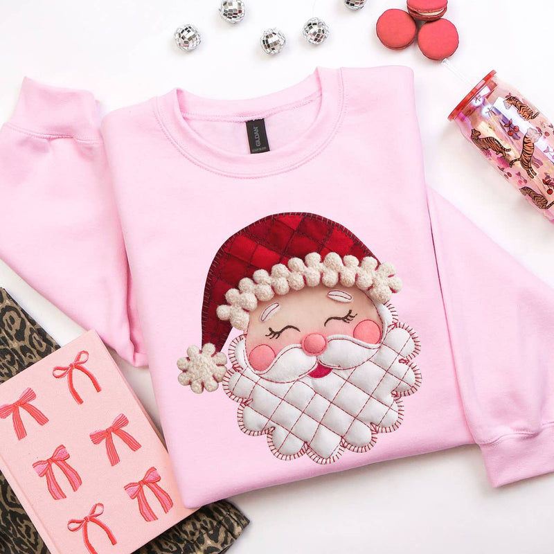 Cozy Patchwork Santa Sweatshirt